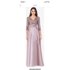 XSCAPE SEQUIN & SATIN A-LINE FORMAL LONG PINK GOWN
